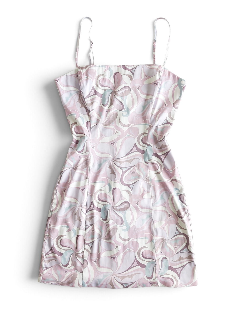 Aritzia Sunday Best Dress XS Pastel Swirl Print Slip Mini Short Satin Feminine